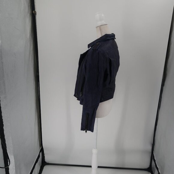 Blank NYC Blue Faux Leather Jacket Size Small - Picture 7 of 10
